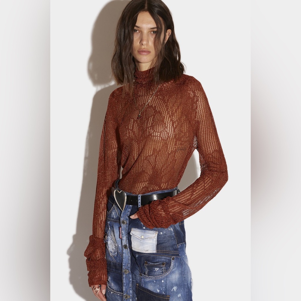 DSQUARED2 Rust Sheer Top